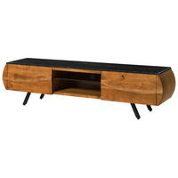 TV-BOARD Akazie 184x40x45 natur lackiert / Marmor schwarz MONTREAL #121 - Naturfarben, Holz (184/45/40cm) - Massivmoebel24