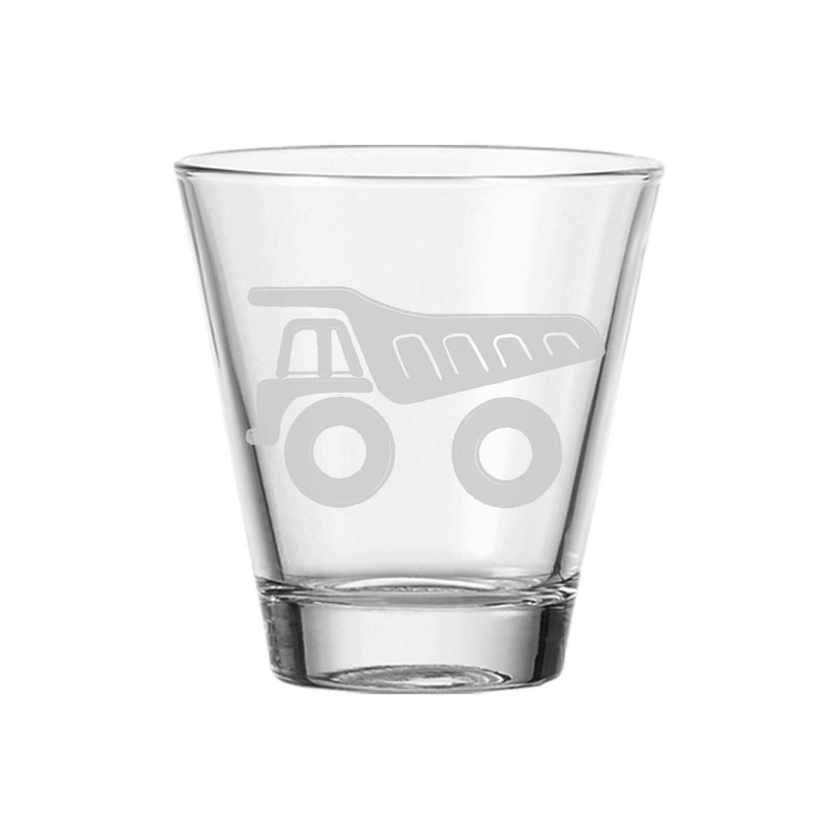 KINDERBECHER Baustellenfahrzeuge transparent 215 ml 3er Set - Transparent, Glas (0.215L) - LUXENTU