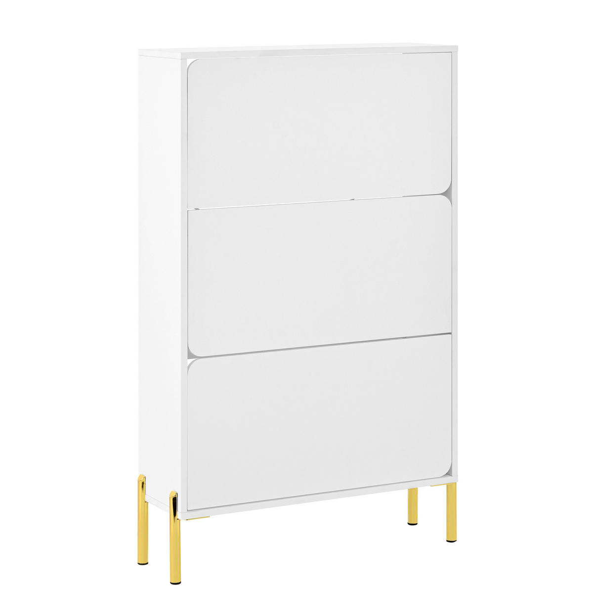 SCHUHSCHRANK aus MDF 73x24x120cm in Weiß mit goldenen Metallbeinen - Weiß, Holzwerkstoff (73/120/24cm) - Modfu
