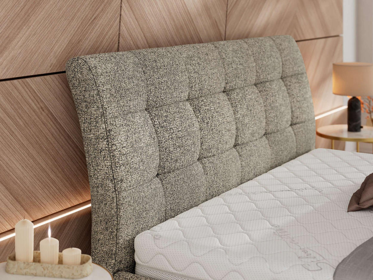 POLSTERBETT GALA CLASSIC 180/200 - Grau Strukture - Multipocket-Matratze - Grau, Textil (180/200cm) - MKS