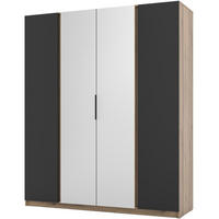 DREHTÜRENSCHRANK Kaya 200/62/239 4-Türig mit zwei Spiegel - Eichefarben/Schwarz, Holzwerkstoff (200/239/62cm) - Beautysofa