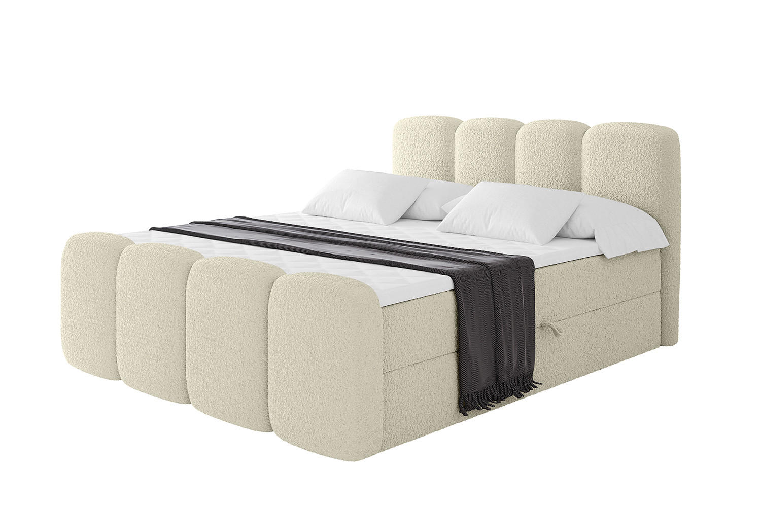 BOXBETT mit Matratze H4 und Lattenrost - NINA-Z - 140x200 cm Quelle - Beige - Sandfarben, Holzwerkstoff (140/200cm)