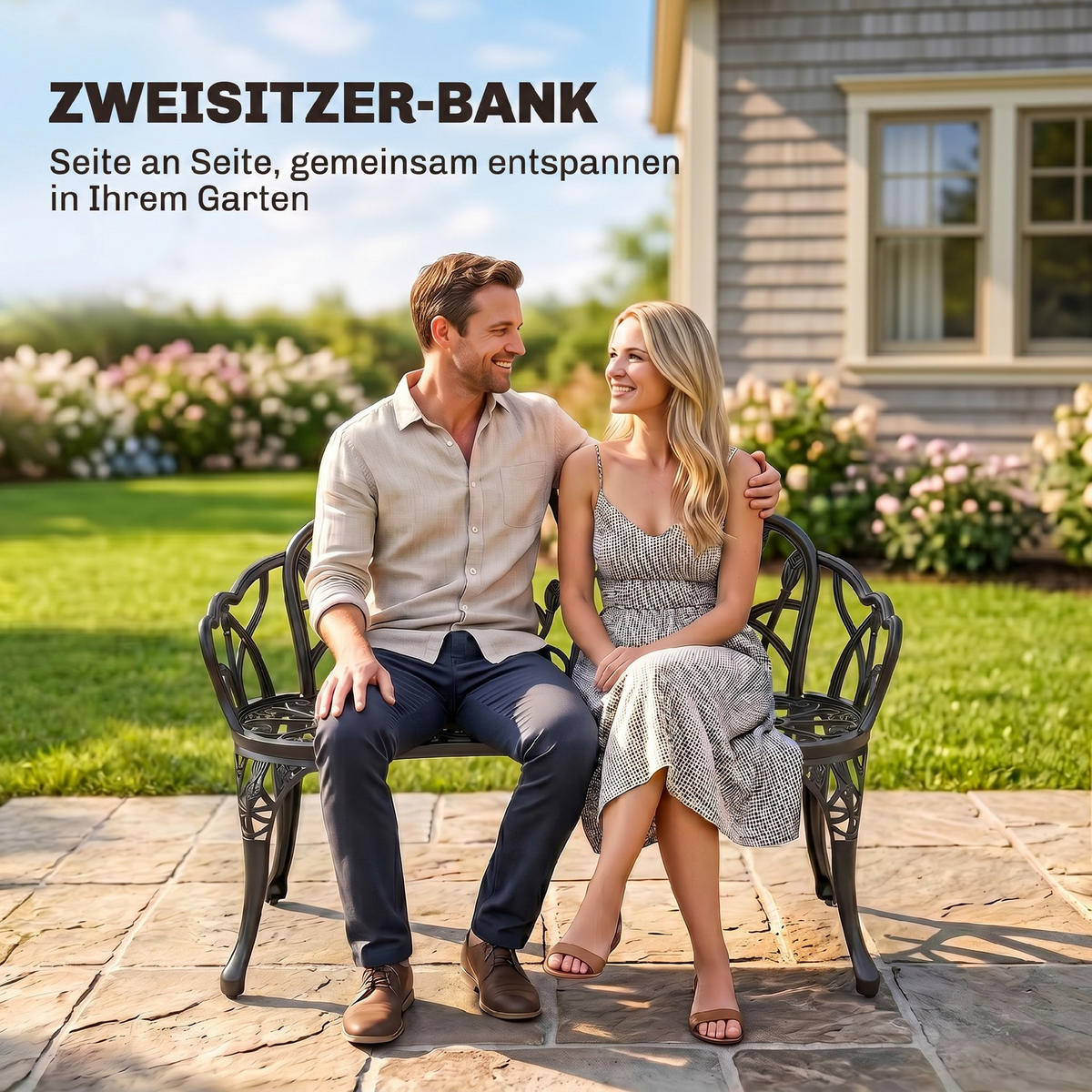GARTENBANK Gussaluminium Schwarz - Schwarz, Metall (57/78/99cm) - Outsunny