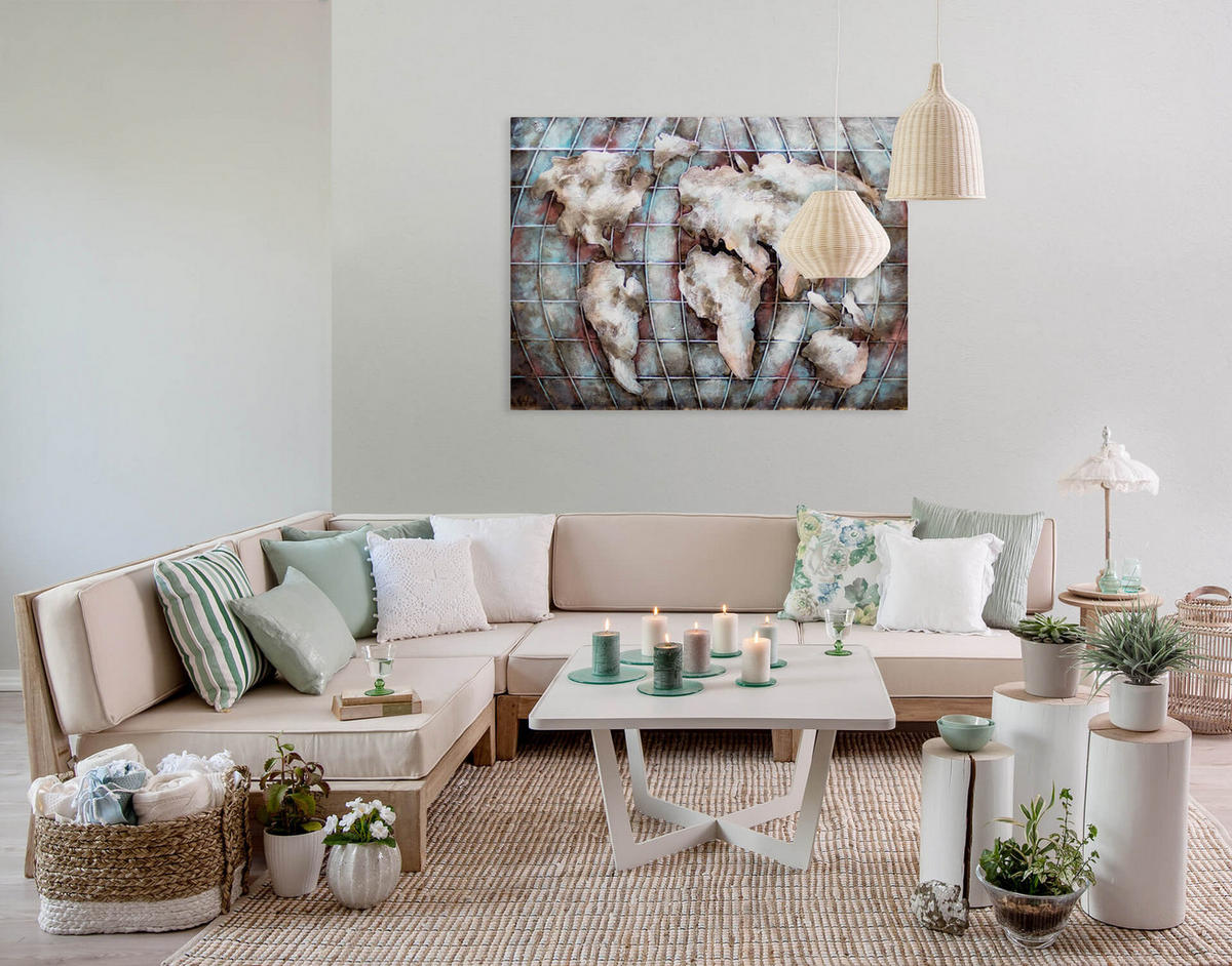 METALLBILD Blau 100/70 cm - Blau, Metall (100/70cm) - KUNSTLOFT