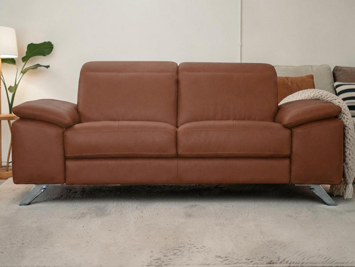 2-SITZER Sofa Genius Echtleder Cognacbraun - Cognac, Leder/Metall (180/80/104cm)