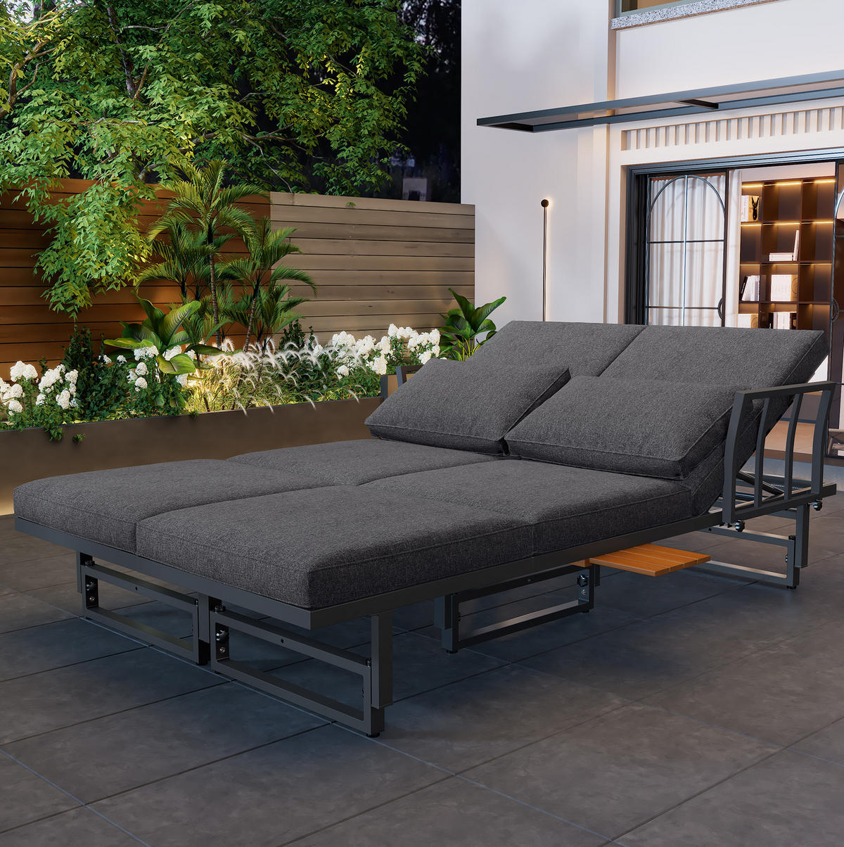LOUNGEGARNITUR 186/64/70-76 cm Grau aus Eisen 2er Set - Grau, Metall - OKMYHOME