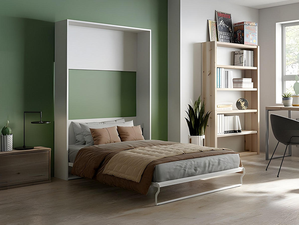 SCHRANKBETT - 2 Personen - Holz, Platte - Weiß - - Weiß, Holz (140/200cm) - Vente-Unique