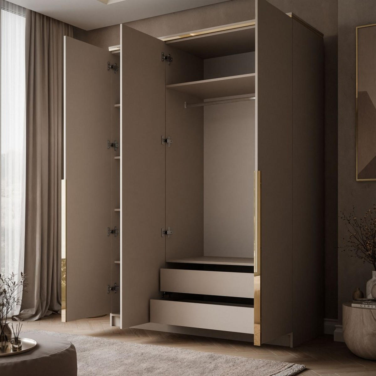 KLEIDERSCHRANK AURORA KASCHMIR 3D - Kaschmir, Holzwerkstoff (150/213/55cm) - Lookway