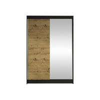 SCHWEBETÜRENSCHRANK Lino I - Schwarz/Eiche Artisan, Holzwerkstoff/Metall (120/200/58cm) - MIRJAN24