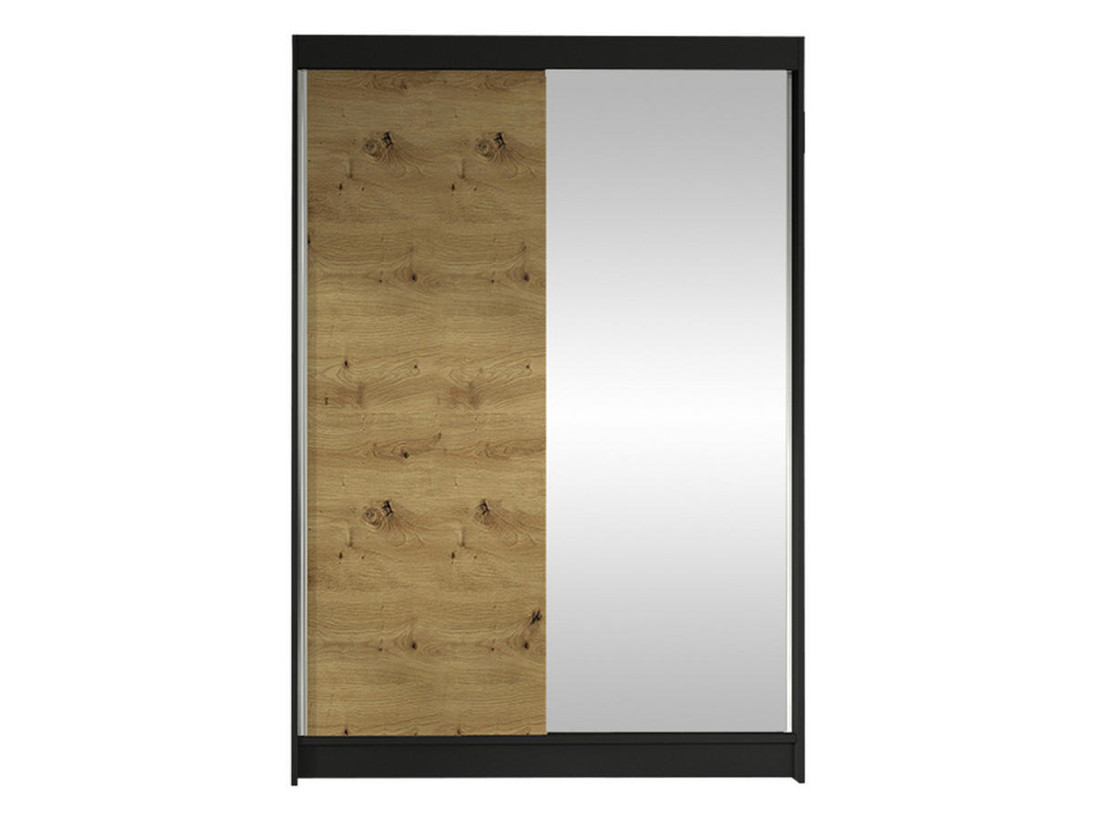 SCHWEBETÜRENSCHRANK Lino I - Schwarz/Eiche Artisan, Holzwerkstoff/Metall (120/200/58cm) - MIRJAN24