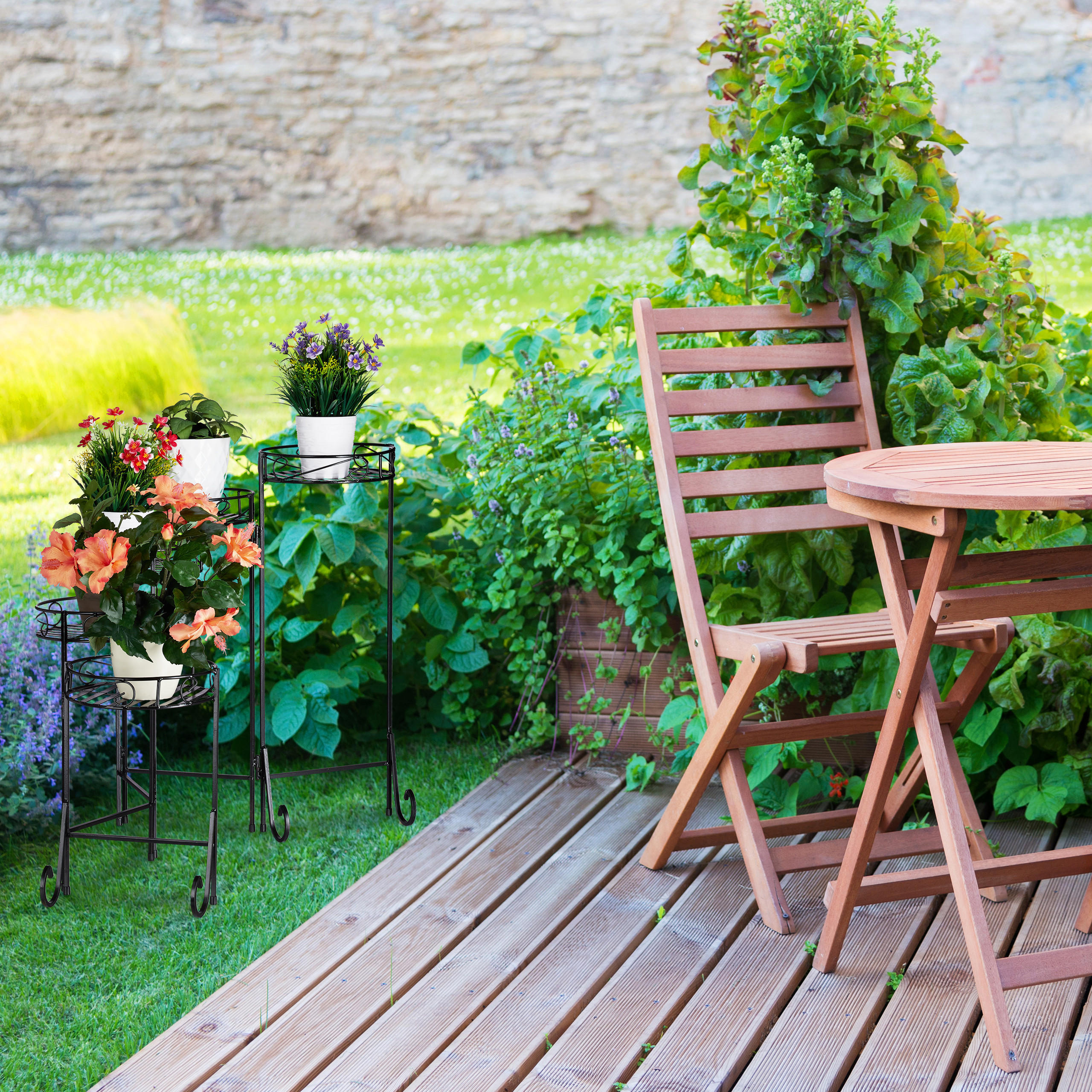 BLUMENTREPPE - Schwarz, Metall (125/65/23cm) - Relaxdays