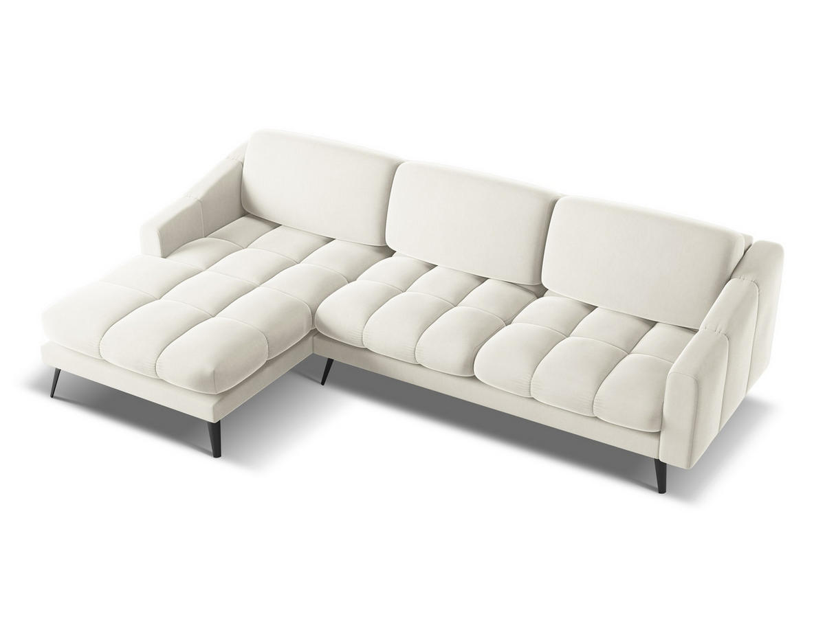 ECKSOFA Links Samt Stoff Beige - Beige/Creme, Textil/Metall (160/264cm) - Makamii