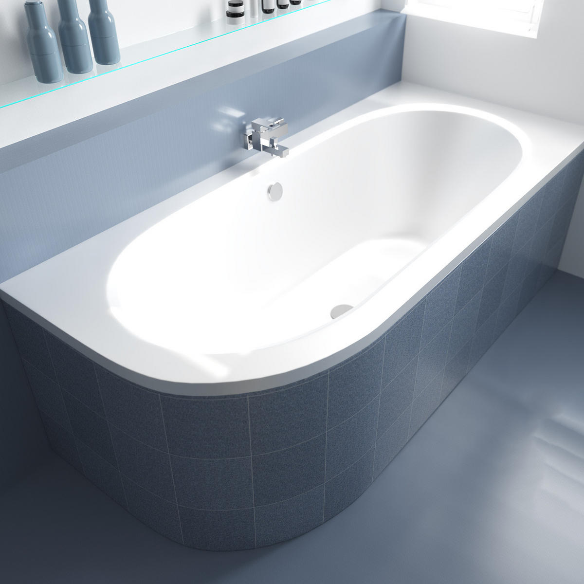 BADEWANNE Eckwanne AVITA 170/75 Rechts mit Styro Ablauf Füße - Weiß, Kunststoff (75/55.5/170cm) - bad land