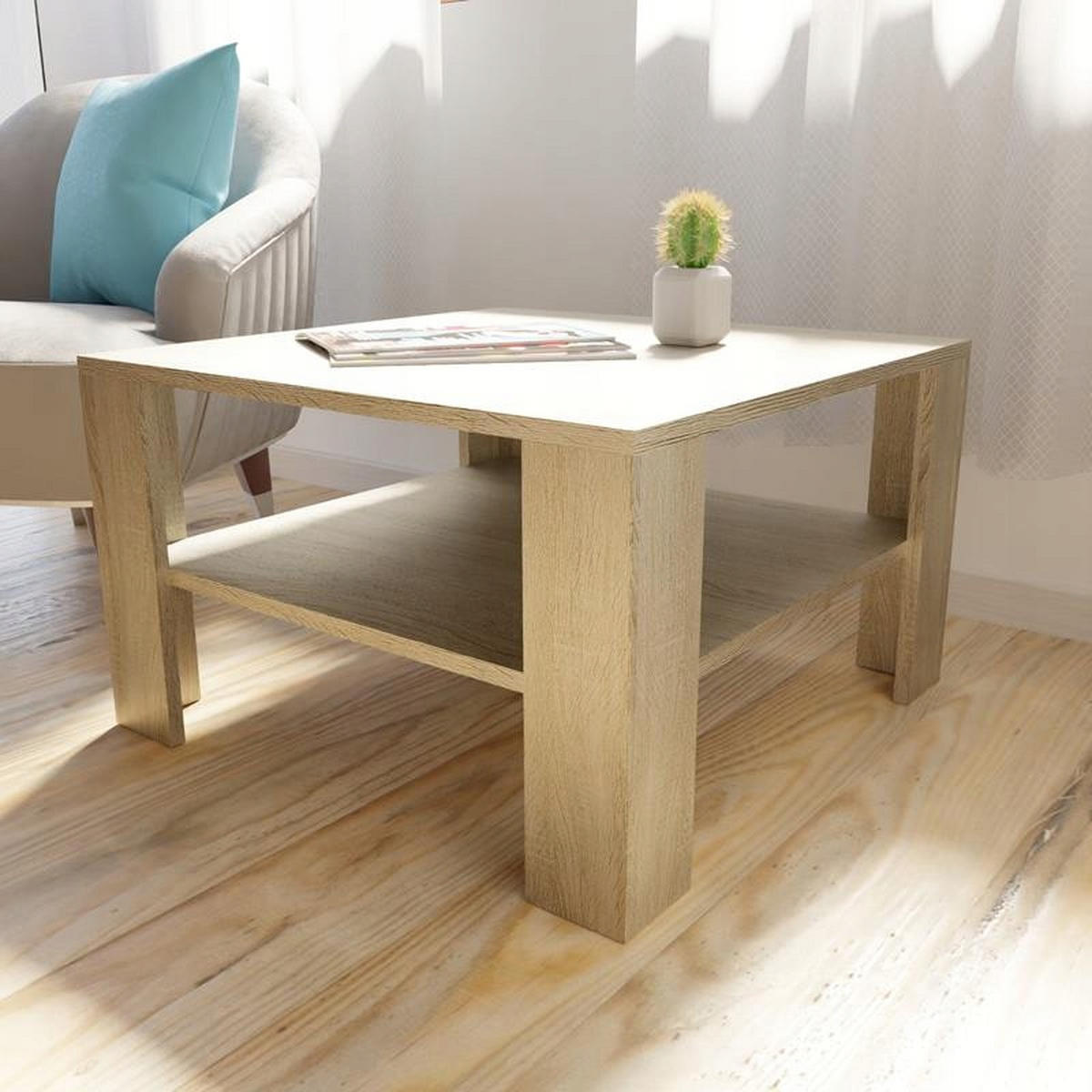 COUCHTISCH NIEDRIG EX3 Sonoma Eiche 68/68/41 cm - Sonoma Eiche, Holzwerkstoff (68/68/41cm) - Matkam Möbel