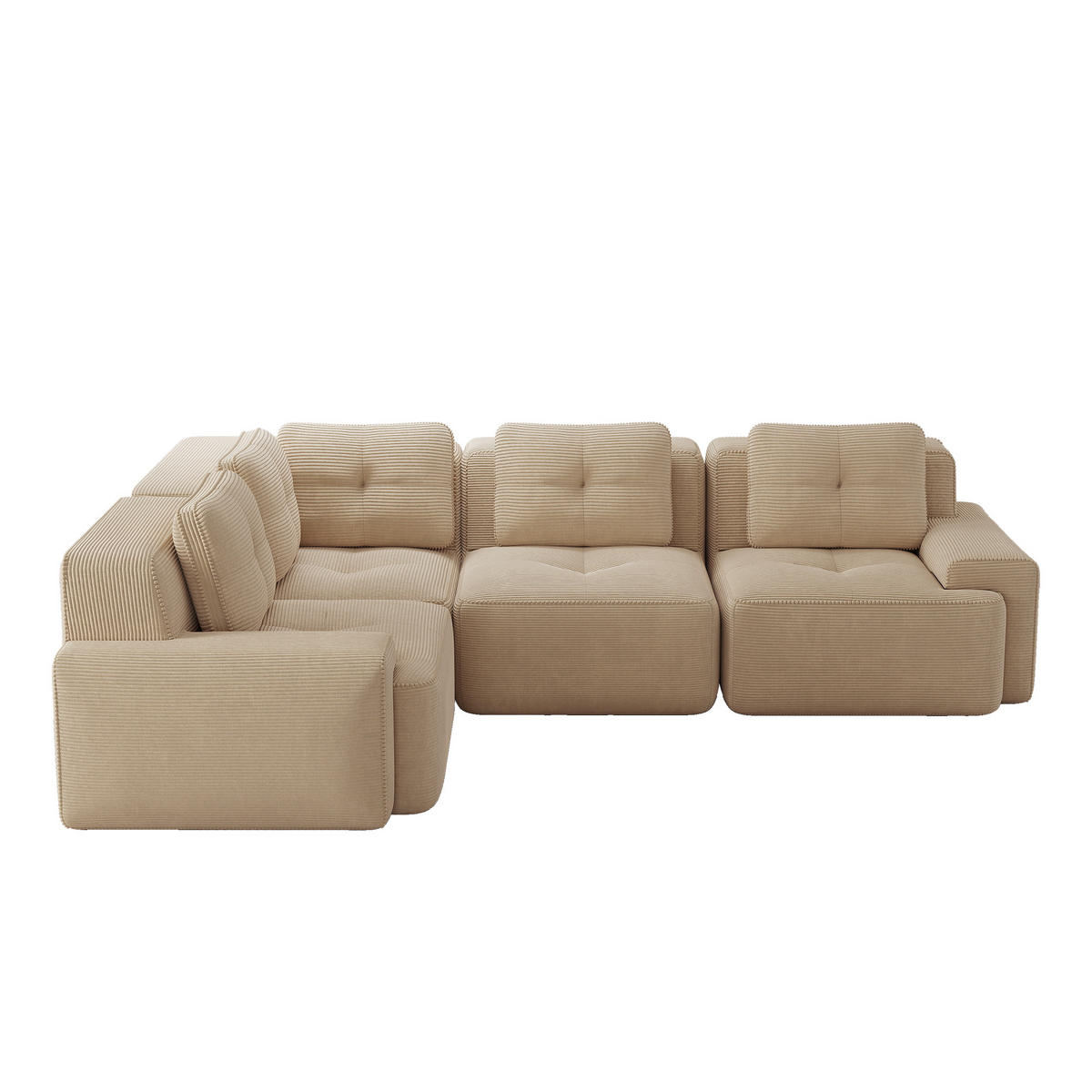 ECKSOFA DE-34222 modularer Tiefsitz Beige - Beige, Textil (104/382cm) - ComfortXL