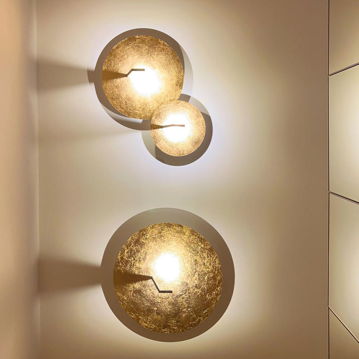 LED-WAND-/DECKENLAMPE Hook Blattgold Ø 30cm - Goldfarben, Metall (30/30/25cm) - s.luce
