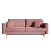 SCHLAFSOFA Valico Rosa hydrophober Samt - Pink/Goldfarben, Textil/Metall (230/90/97cm) - Selsey