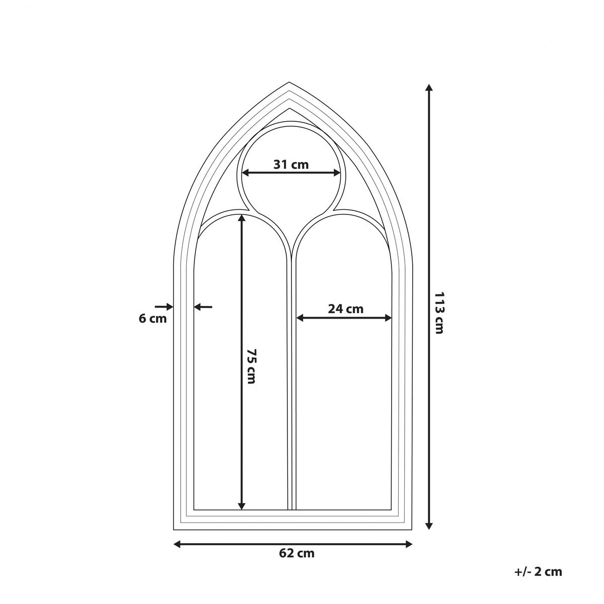 WANDSPIEGEL weiß Fensteroptik 62/113 cm Trelly - Weiß, Metall (62/113/5cm) - Beliani