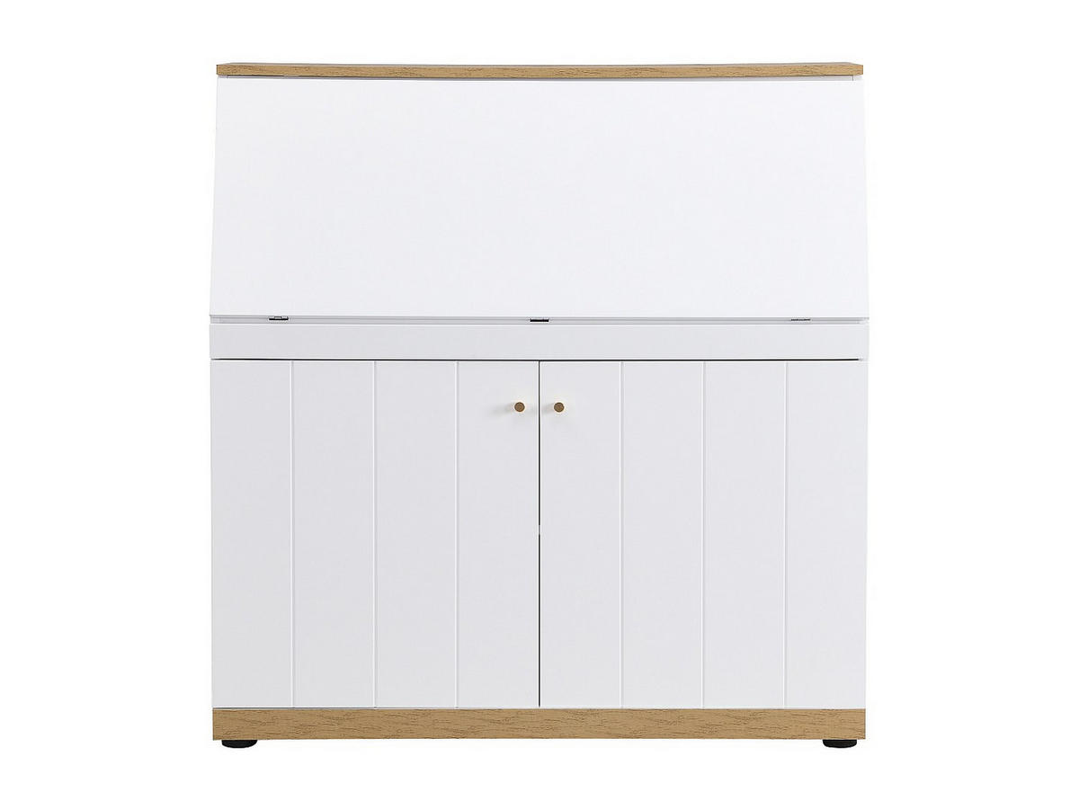 SEKRETÄR - MDF - Weiß & Natur - DUTASI - Naturfarben, Holz (105/40/110cm) - Vente-Unique