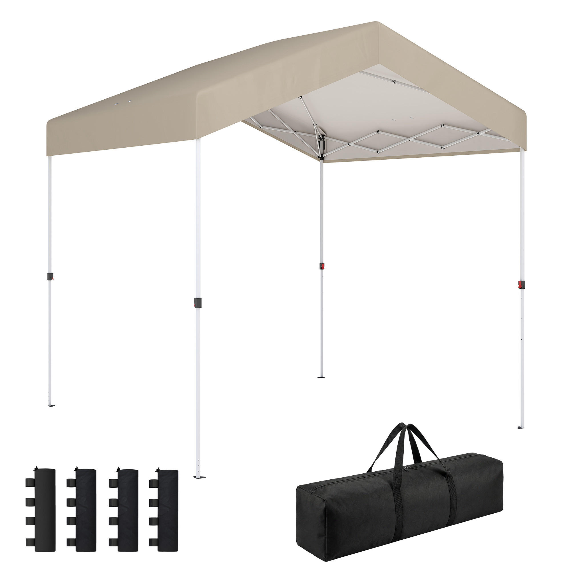 PAVILLON, 2,4 x 2,4 m, Pop-up, UPF 50+, höhenverstellbar, Beige - Beige, Metall (239/257/241cm) - Vallsero