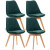 STUHL 4er Set Samt grün - Eukalyptusholzfarben/Grün, Holz/Textil (49/83/50cm) - CLP