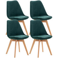 STUHL 4er Set Samt grün - Eukalyptusholzfarben/Grün, Holz/Textil (49/83/50cm) - CLP