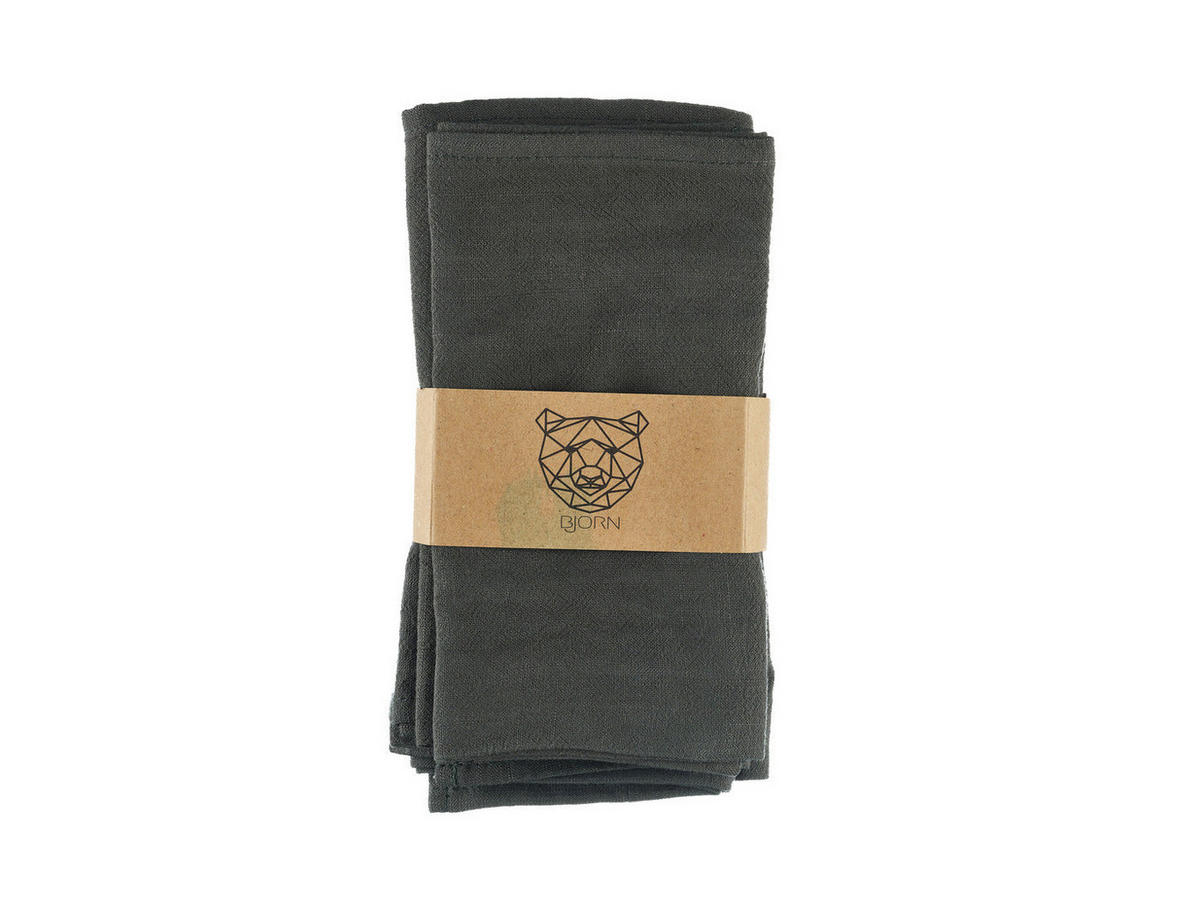 TISCHSERVIETTE - 6er-Set - Leinen und Baumwolle in Anthrazitgrau - Grau, Textil (40/40cm) - Björn