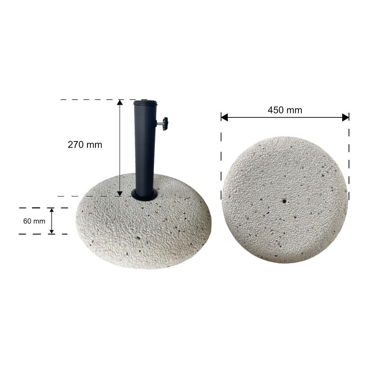 SONNENSCHIRMSTÄNDER Bitritto - Weiß, Stein (45/45cm) - casa.pro