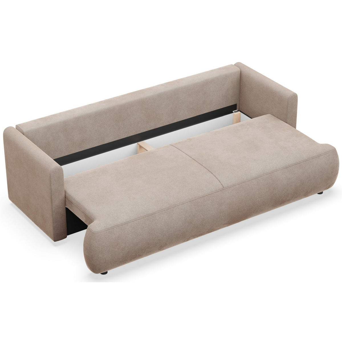 3-SITZER SOFA Ovo Mini Beige Velours Easy-Clean - Beige/Schwarz, Kunststoff/Textil (226/90/97cm) - Selsey