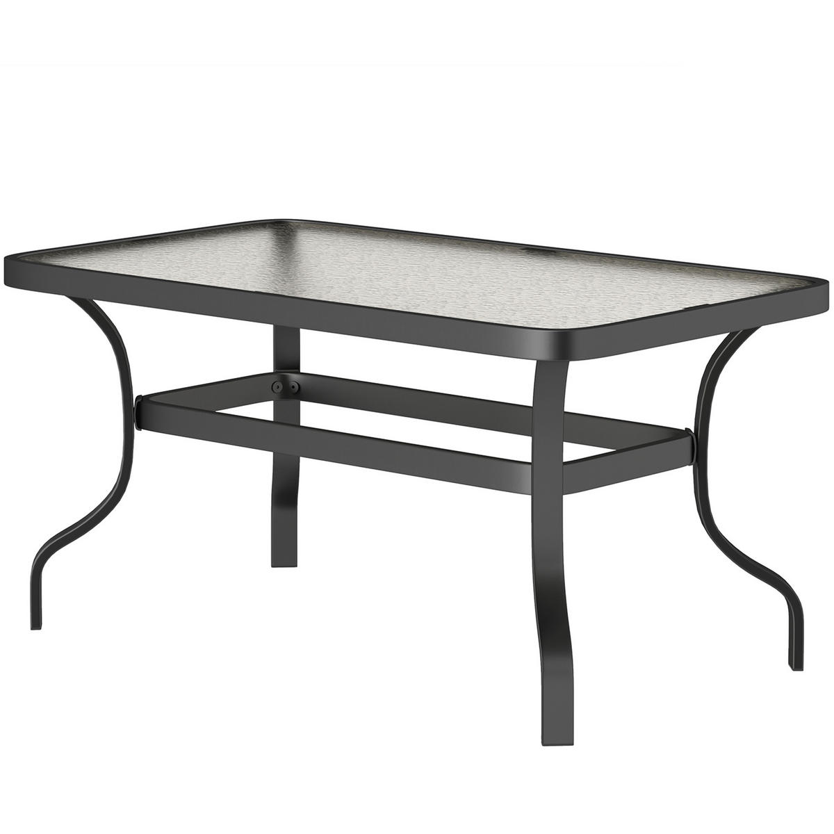GARTENBEISTELLTISCH DE-14125 rechteckig 95x55 cm mit gewellter Glasplatte Schwarz - Schwarz, Metall (95/55/46cm) - ComfortXL
