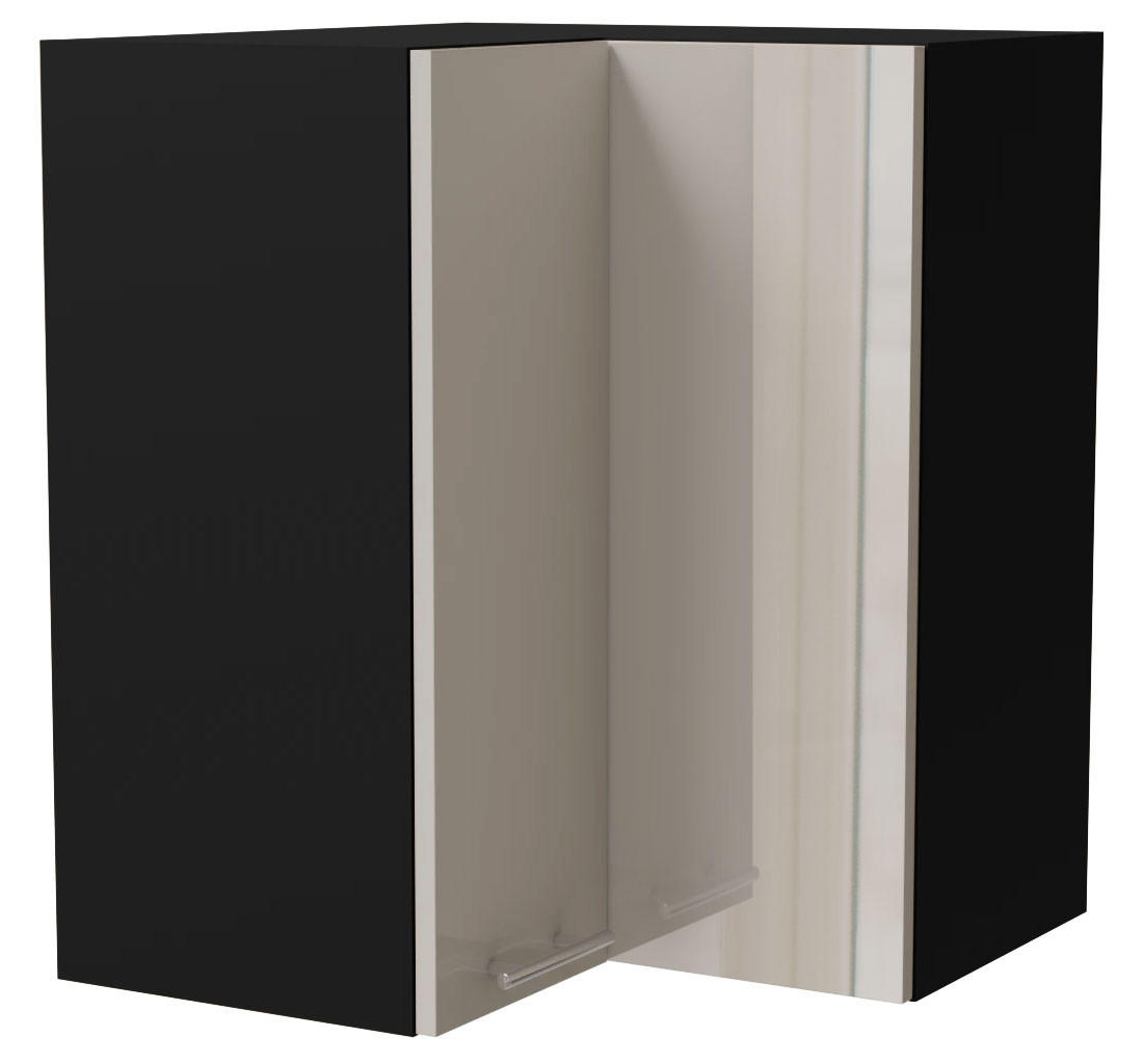 ECKHÄNGESCHRANK Brerra W12/60 Schwarz / RAL 9001 creme Hochglanz 60 / 60 / 72cm - Creme/Schwarz, Holz/Holzwerkstoff (60/72/60cm) - Feldmann-Wohnen
