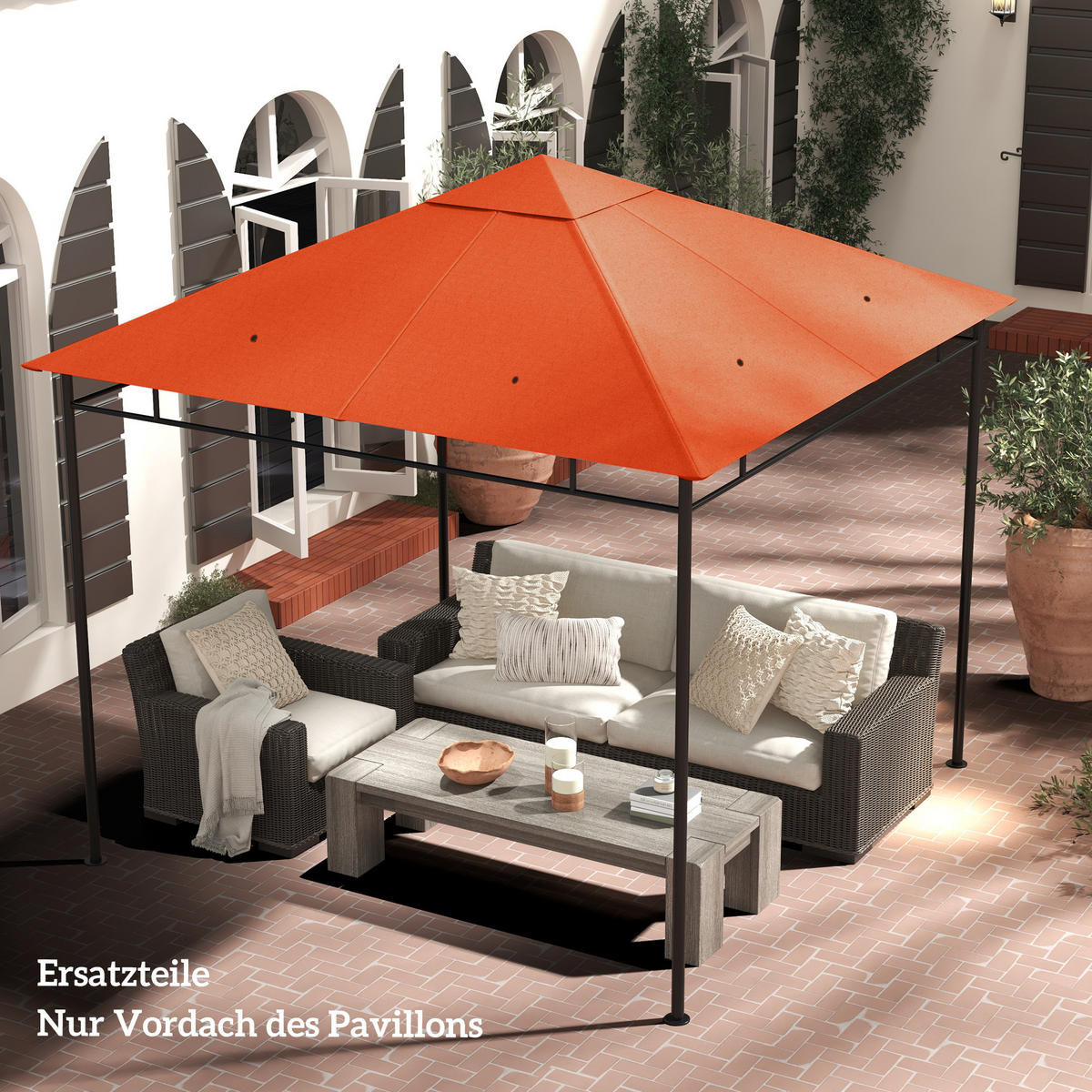 PAVILLONDACH, Sonnenschutz, Orange - Orange, Kunststoff (295/1/298cm) - Outsunny