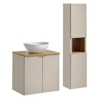 BADMÖBEL-SET 5Teile - Viva Cashmere V BM162 inEvoke Oak/Kaschmir Matt - Kaschmir/Eiche Artisan, Holz (60/57/40cm)