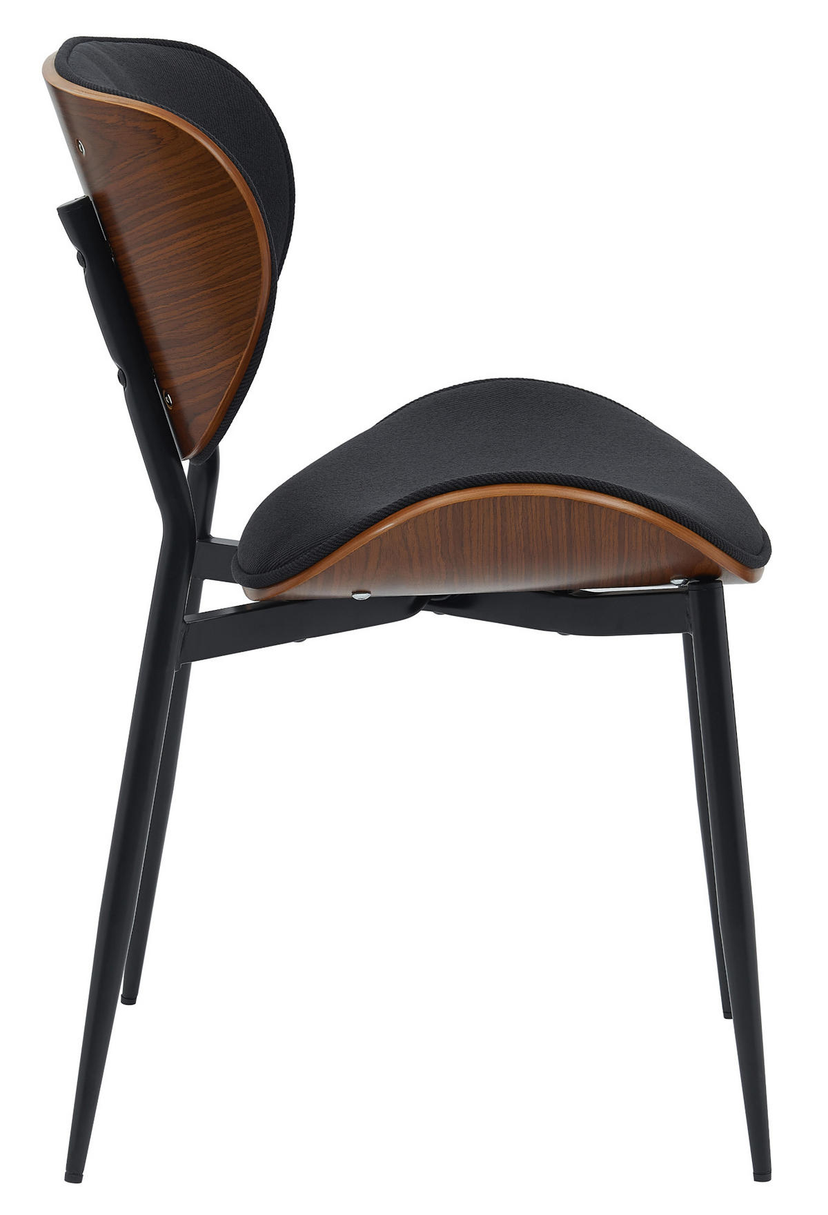 STUHL 2er Set Stoff Walnuss/Schwarz - Walnussfarben/Schwarz, Textil/Metall (50/80/54cm) - CLP