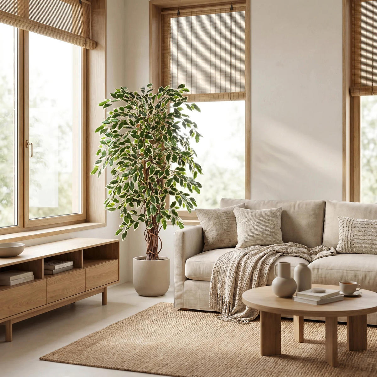 KUNSTBAUM Künstlicher Ficus – Ravian 150 cm - Naturfarben, Kunststoff (150cm) - aplanta