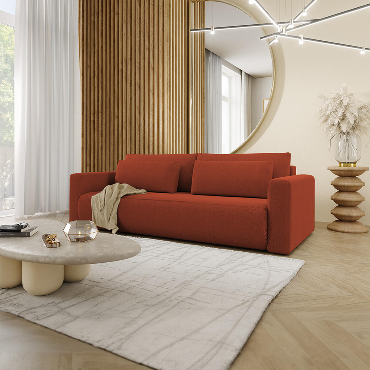 SOFA Evy 3 Sitzplätze Orange - Orange, Holz (238/82/105cm) - Petits-meubles