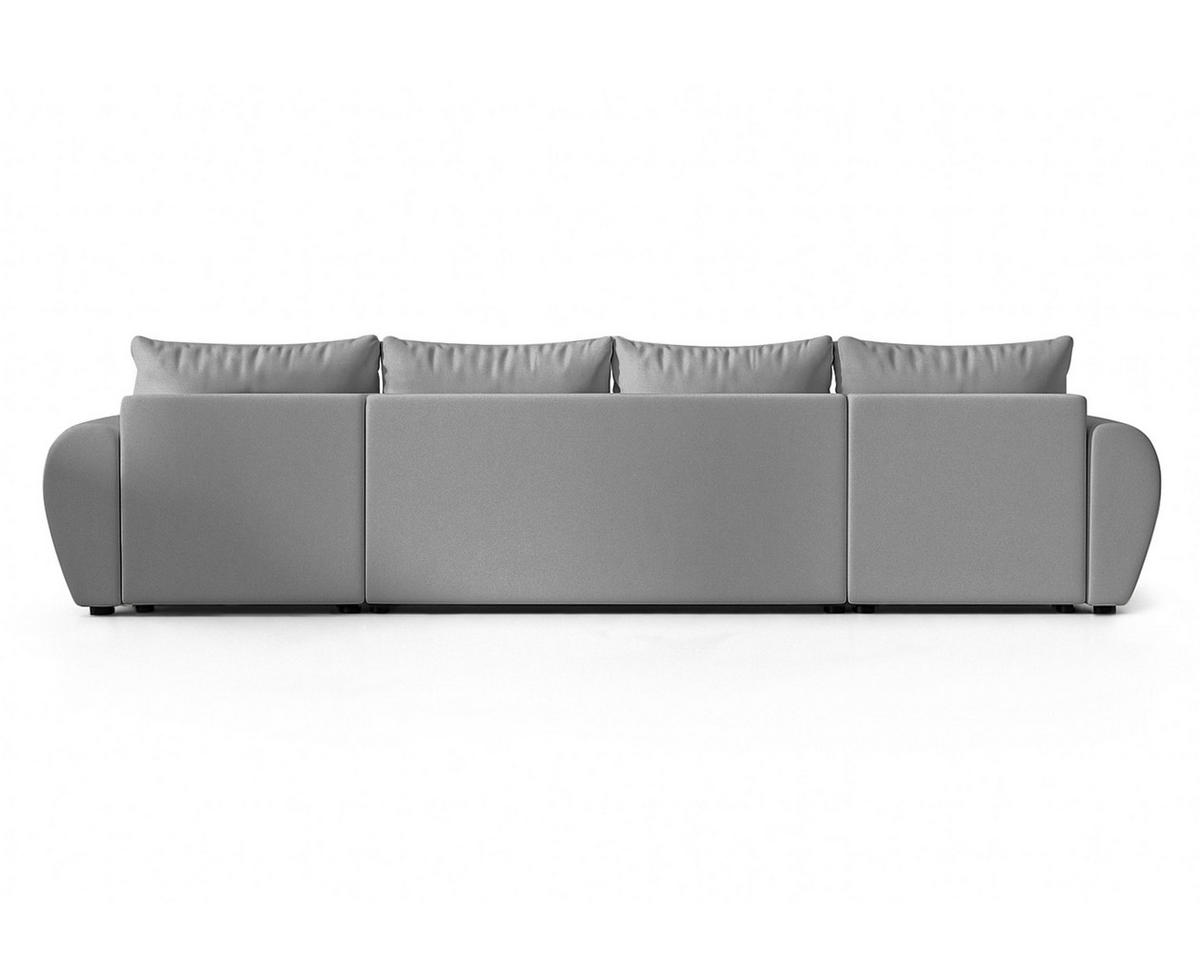 WOHNLANDSCHAFT Malatya U Form Hellgrau 311/145/80 cm mit Schlaffunktion - Hellgrau/Schwarz, Kunststoff/Textil (311/80/145cm) - AX Living