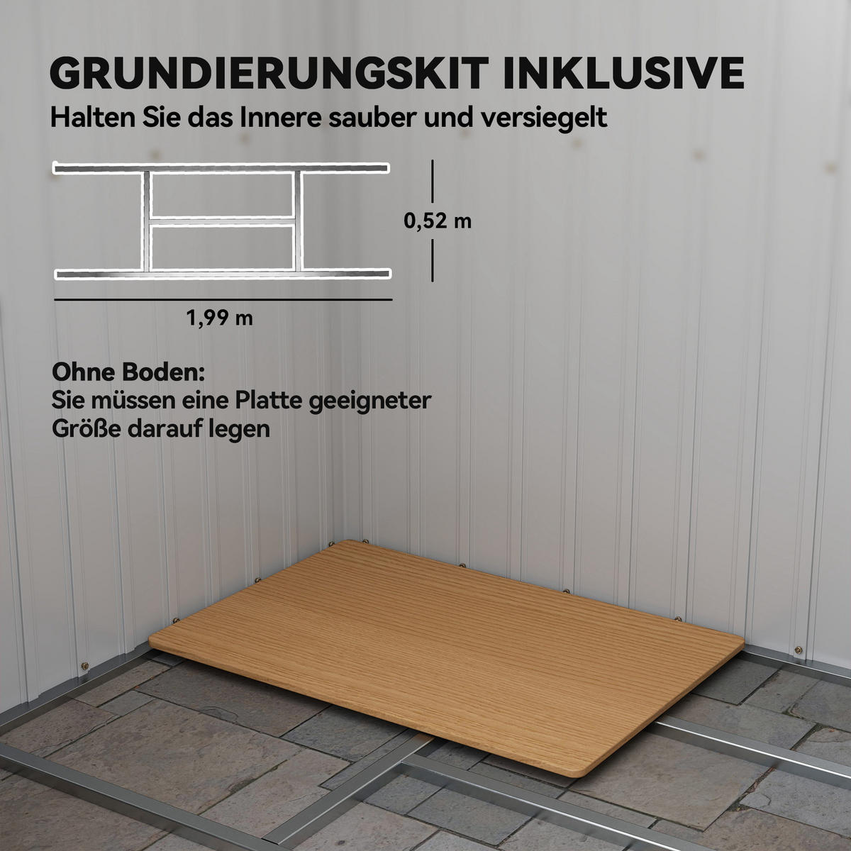 METALL Gerätehaus 2,42 m², Geräteschuppen mit Pultdach Doppelschiebetür - Hellgrau, Metall (130/172/213cm) - Outsunny