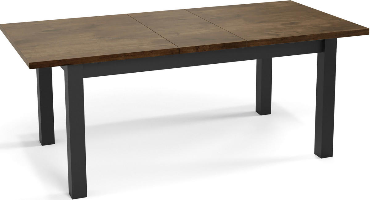 ESSTISCH Davidof rechteckig ausziehbar, Lefkas Eiche 120-160/80/76 cm - Alteiche/Schwarz, Holz/Holzwerkstoff (67/160/76cm) - WFL GROUP