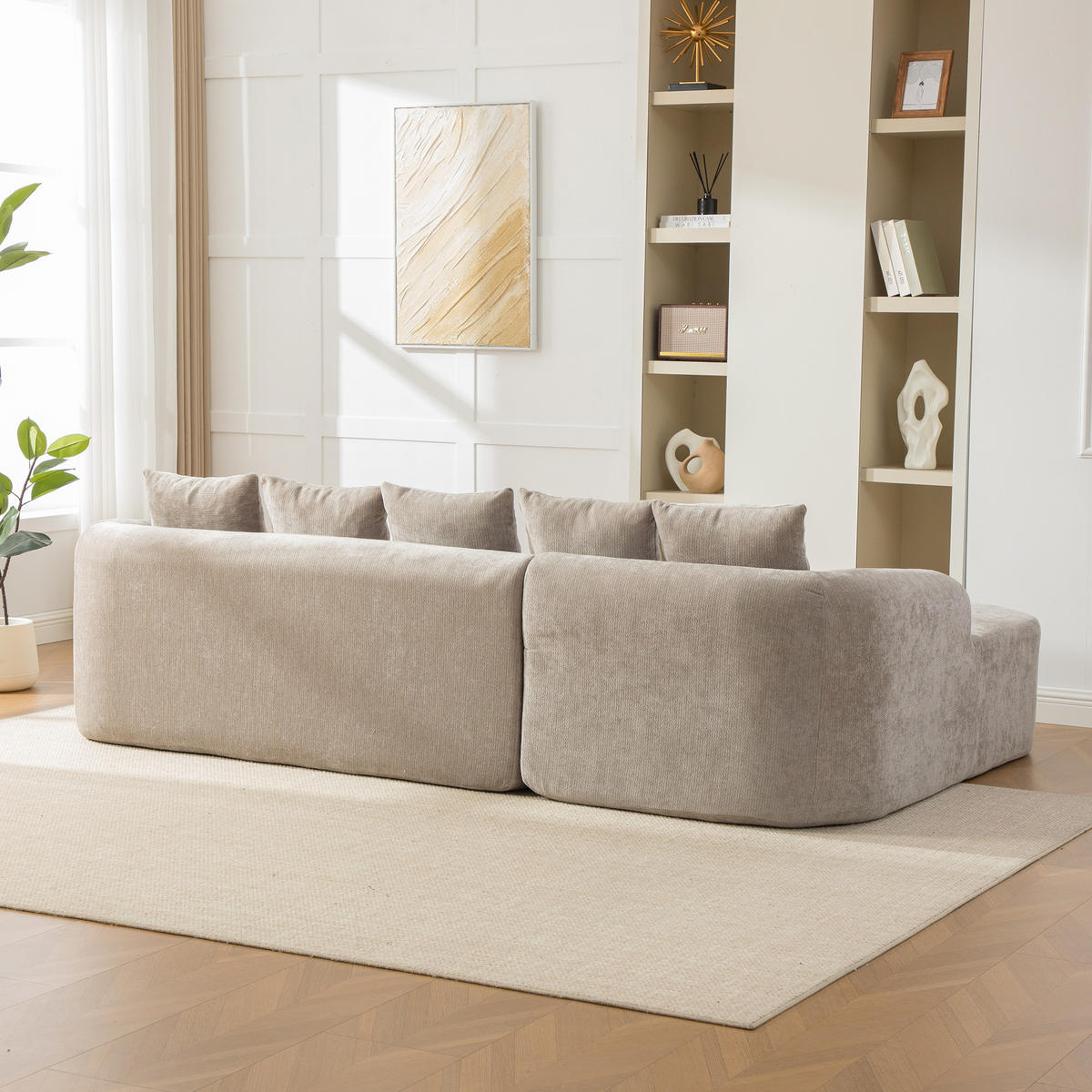 ECKSOFA Chenille Grau mit Kissen - Grau, Textil (270/172cm) - WISHDOR