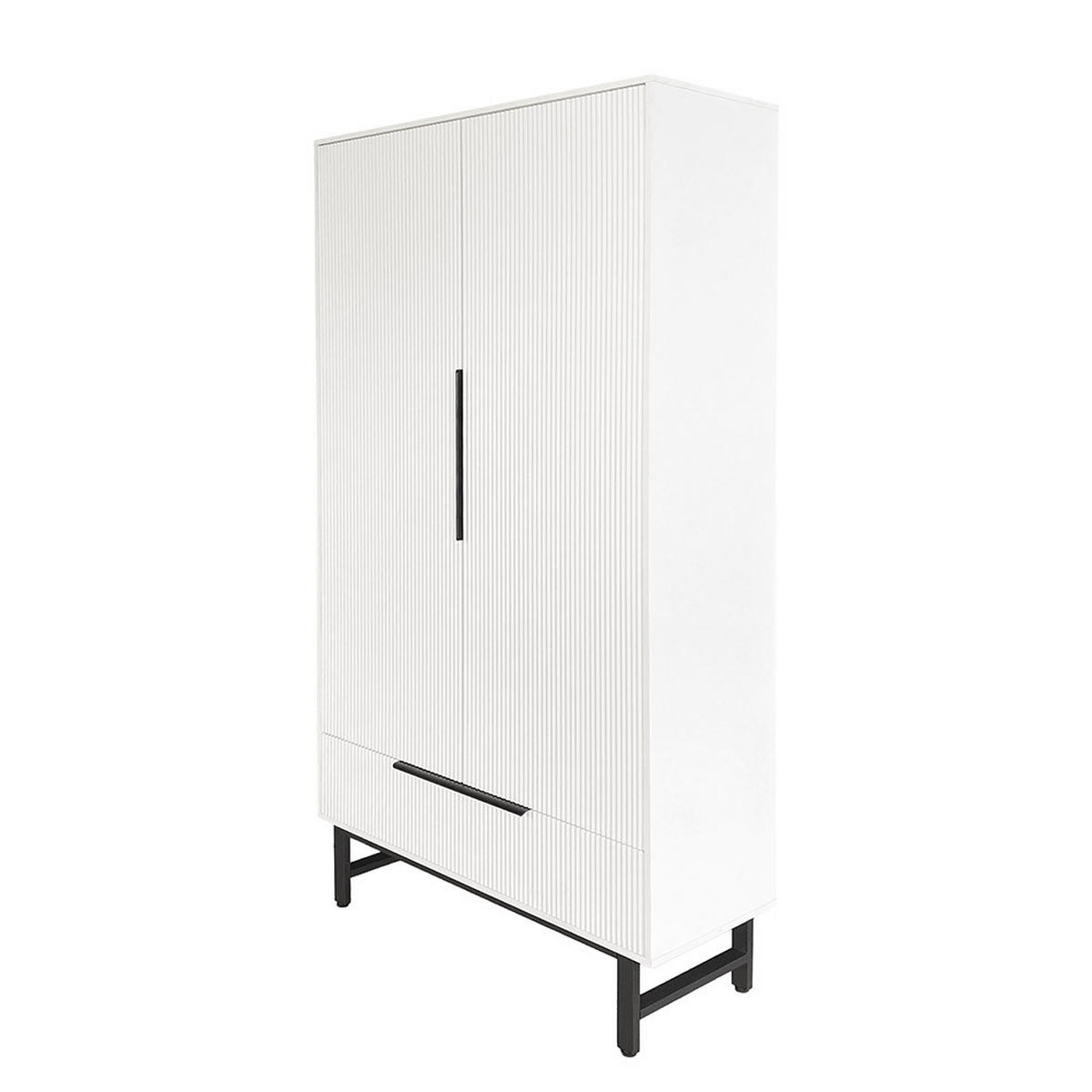 KLEIDERSCHRANK NYLA - Weiß, 100 x 200 cm - Weiß, Holzwerkstoff (100/200/40cm) - Home Deluxe