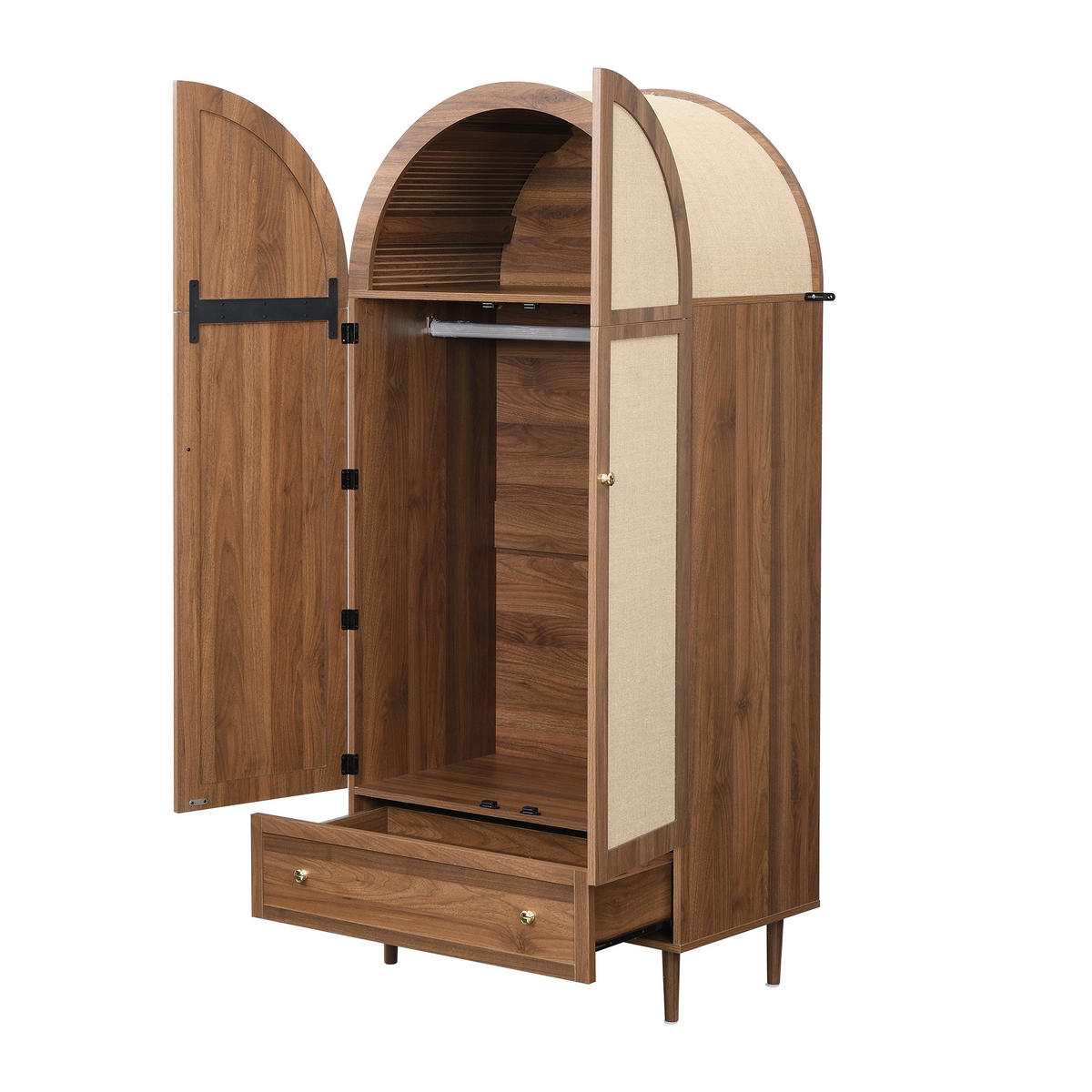 KLEIDERSCHRANK Holz Leinen Schubladen Stauraum modern - Naturfarben, Holzwerkstoff (50/175/79cm) - FLIEKS