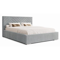 POLSTERBETT 200x200 cm AURA, Doppelbett mit Bettkasten und Lattenrost aus Holz, Velourstoff: Hellgrau - Hellgrau, Holz/Textil (200/200cm) - Marpur