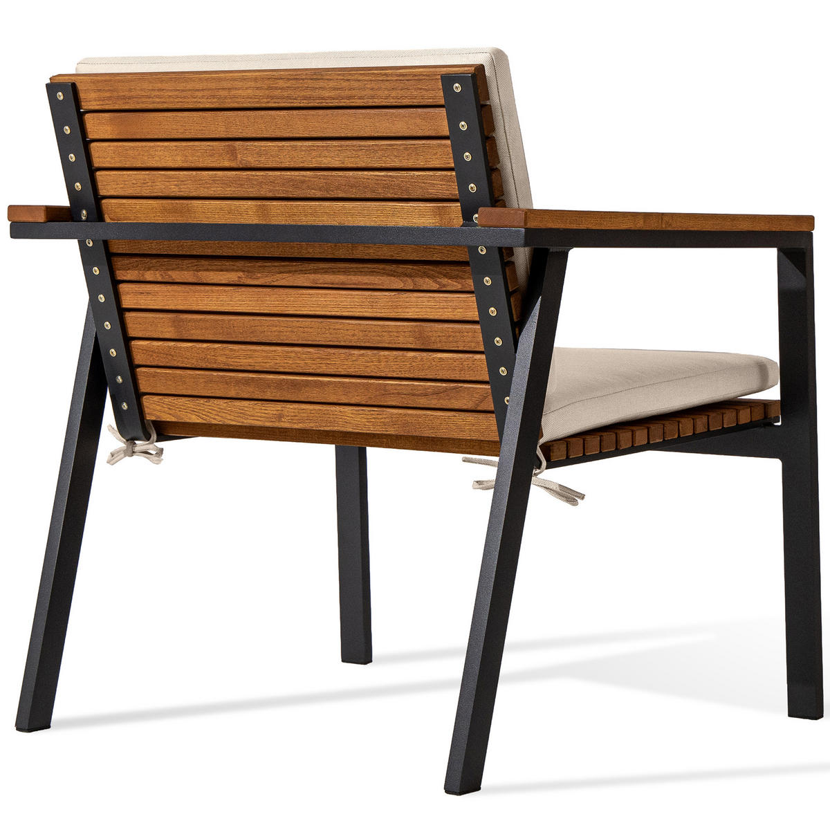 GARTENSTUHL ARIATO mit Kiss - Anthrazit/Beige, Holz/Metall (74/77/73cm) - KONSIMO®