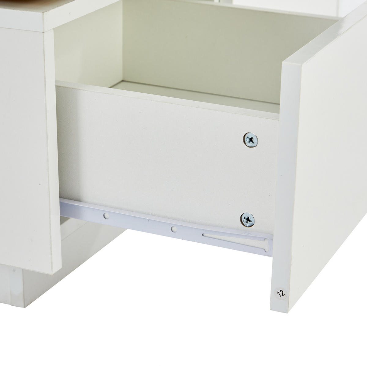 COUCHTISCH 75/75 cm in Weiß Hochglanz mit 4 Schubladen und verschiebbaren Platten - Weiß, Holzwerkstoff (75/75/33.5cm) - BEAOK