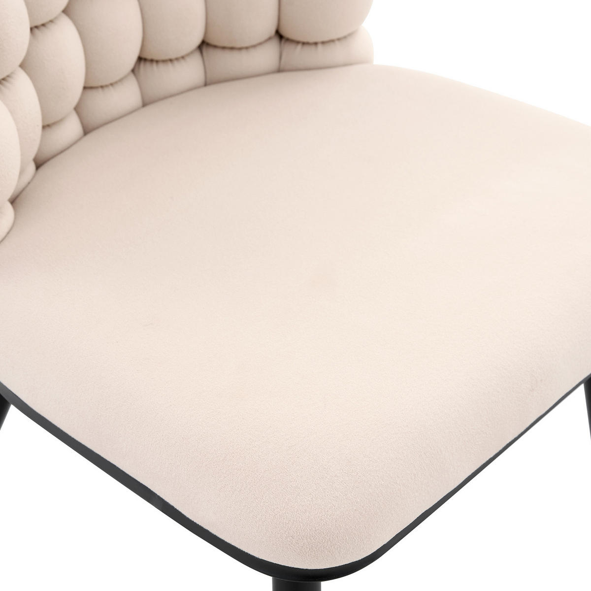 ESSZIMMERSTUHL 2er-Set Samt Off White mit Metallbeinen Schwarz - Weiß, Metall (48/88/54cm) - Meubliv