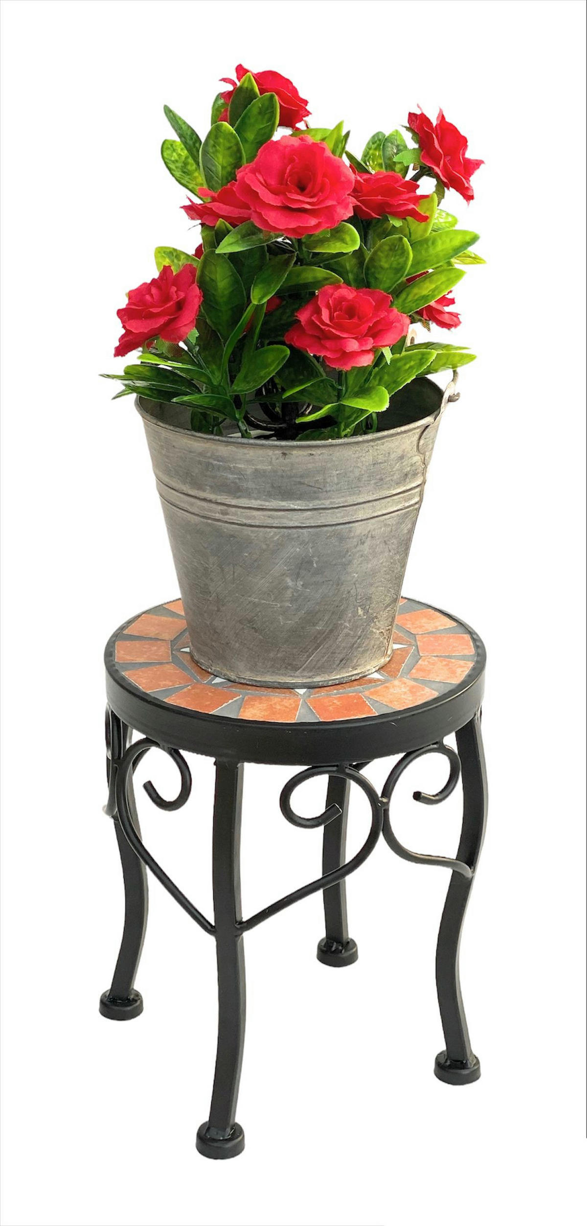 BLUMENHOCKER Merano 20 cm Rund 12014 - Schwarz, Metall (16/20/16cm) - DanDiBo