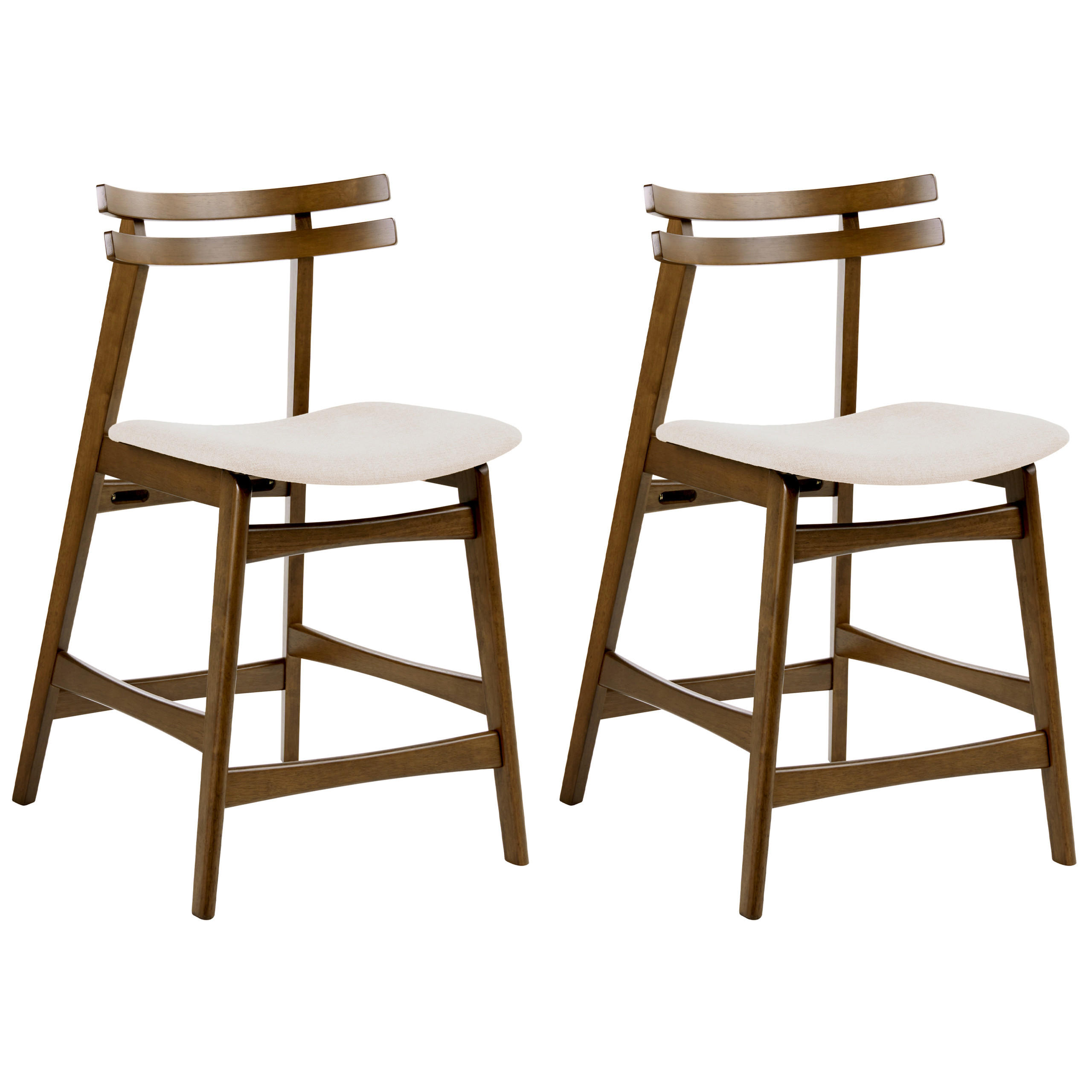 BARSTUHL 2er-Set Holz Braun/Cremeweiß Cynthiana - Creme, Holz (52/91/63cm) - Beliani
