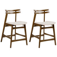 BARSTUHL 2er-Set Holz Braun/Cremeweiß Cynthiana - Creme, Holz (52/91/63cm) - Beliani