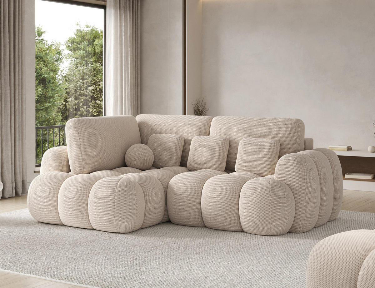 ECKSOFA COZION L-Form mit Schlaffunktion & Bettkasten – Modernes 3-Sitzer Sofa, HR-Kaltschaum, Wellenfederung, 267 × 165 cm - Beige/Schwarz, Kunststoff (165/267cm) - Wohnideebilder